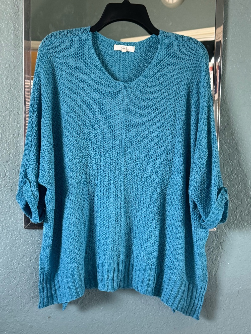 Anthropologie Teal Scoop-Neck Lightweight Knit Pullover